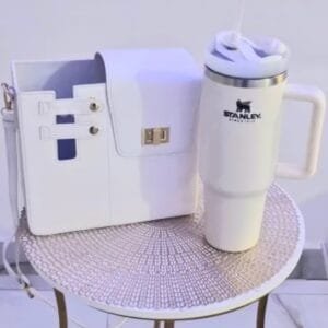 🎀Outdoor Crossbody Tumbler Holder Bag | Travel Carrier with Purse Compartment - Pearl White