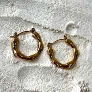 anti tarnish golden hoops